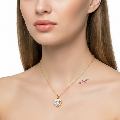 Crystal & Cubic Zirconia Goldtone Heart Pendant Necklace