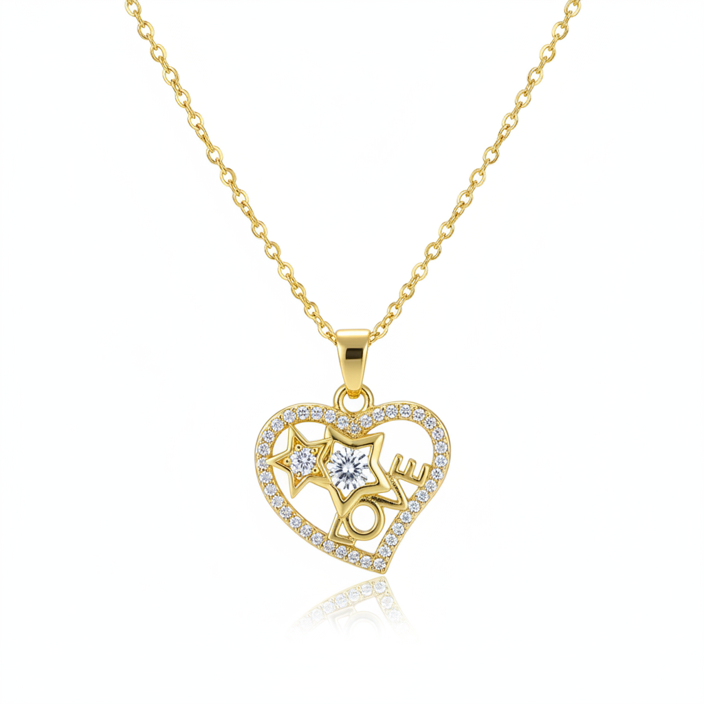Crystal & Cubic Zirconia Goldtone 'Love' Heart Pendant Necklace