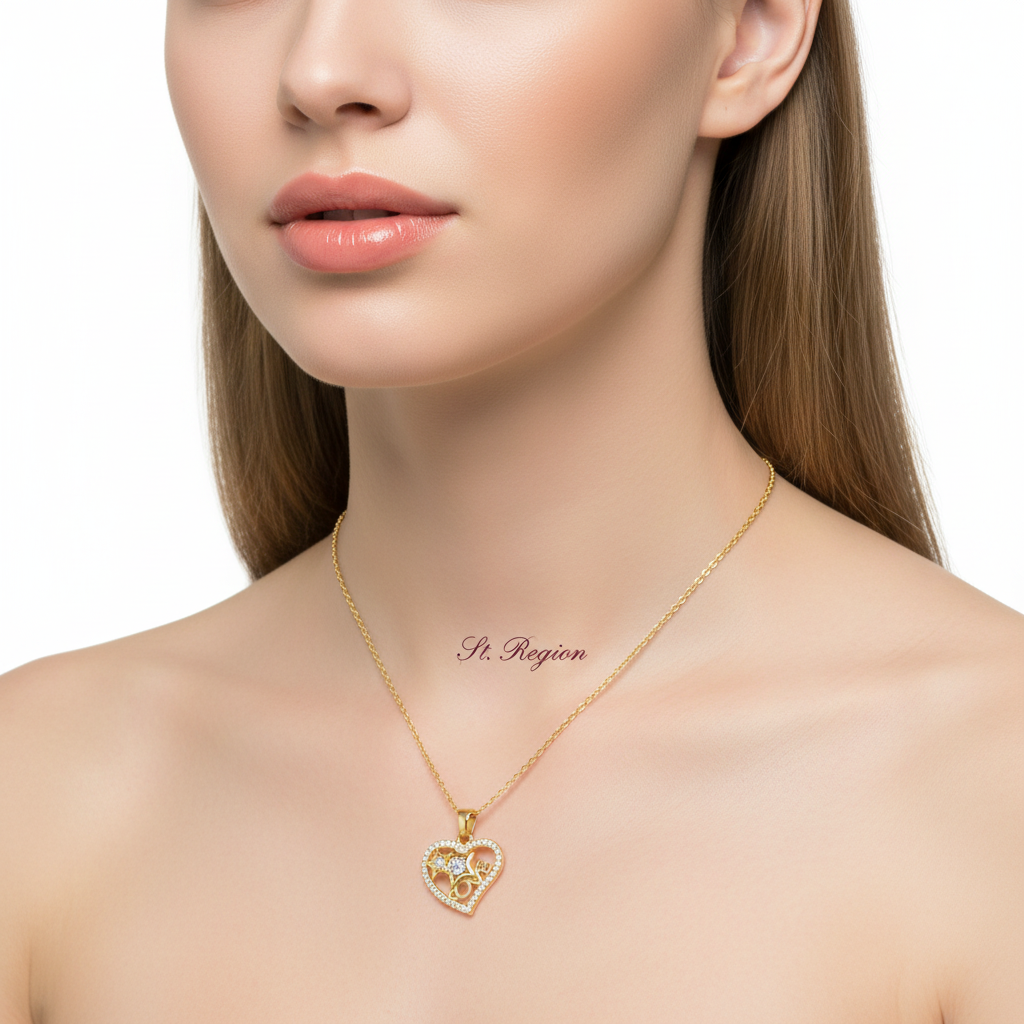 Crystal & Cubic Zirconia Goldtone 'Love' Heart Pendant Necklace
