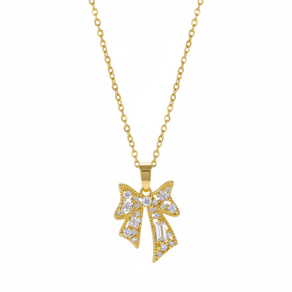 Crystal & Cubic Zirconia Goldtone Bow Pendant Necklace