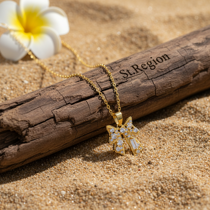 Crystal & Cubic Zirconia Goldtone Bow Pendant Necklace