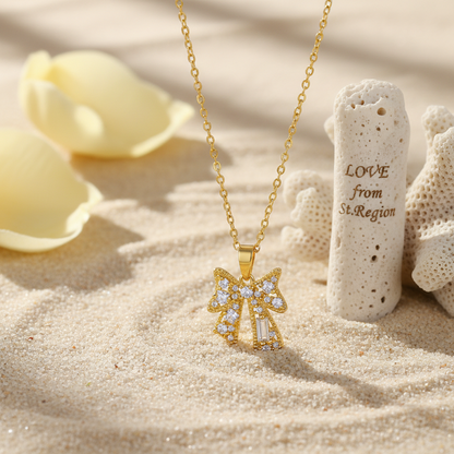 Crystal & Cubic Zirconia Goldtone Bow Pendant Necklace
