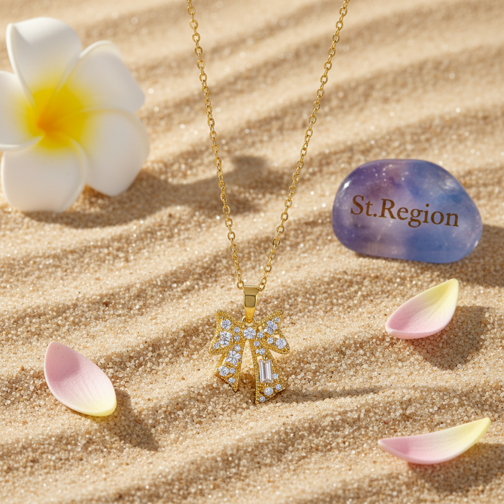 Crystal & Cubic Zirconia Goldtone Bow Pendant Necklace