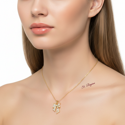Crystal & Cubic Zirconia Goldtone Bow Pendant Necklace