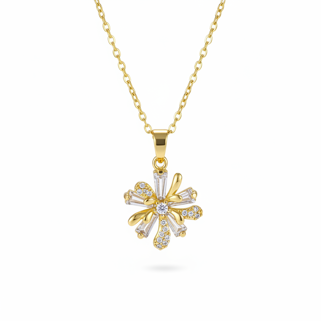 Crystal & Cubic Zirconia Floral Pendant Necklace