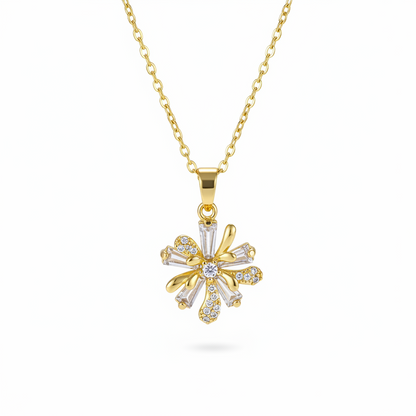 Crystal & Cubic Zirconia Floral Pendant Necklace