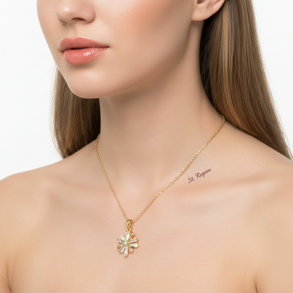 Crystal & Cubic Zirconia Floral Pendant Necklace