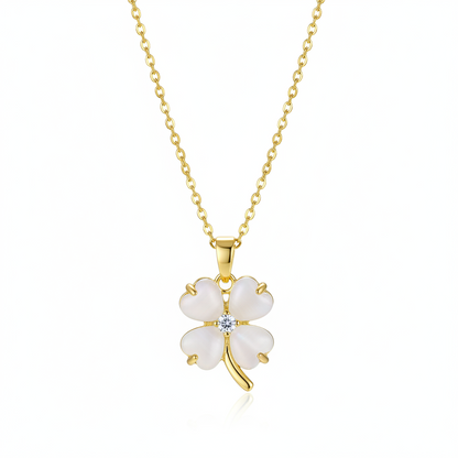 Heart Quartz & Cubic Zirconia Clover Pendant Necklace