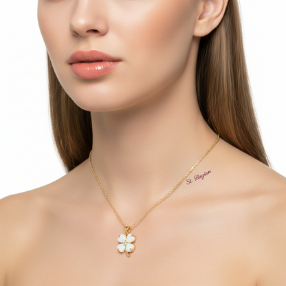 Heart Quartz & Cubic Zirconia Clover Pendant Necklace
