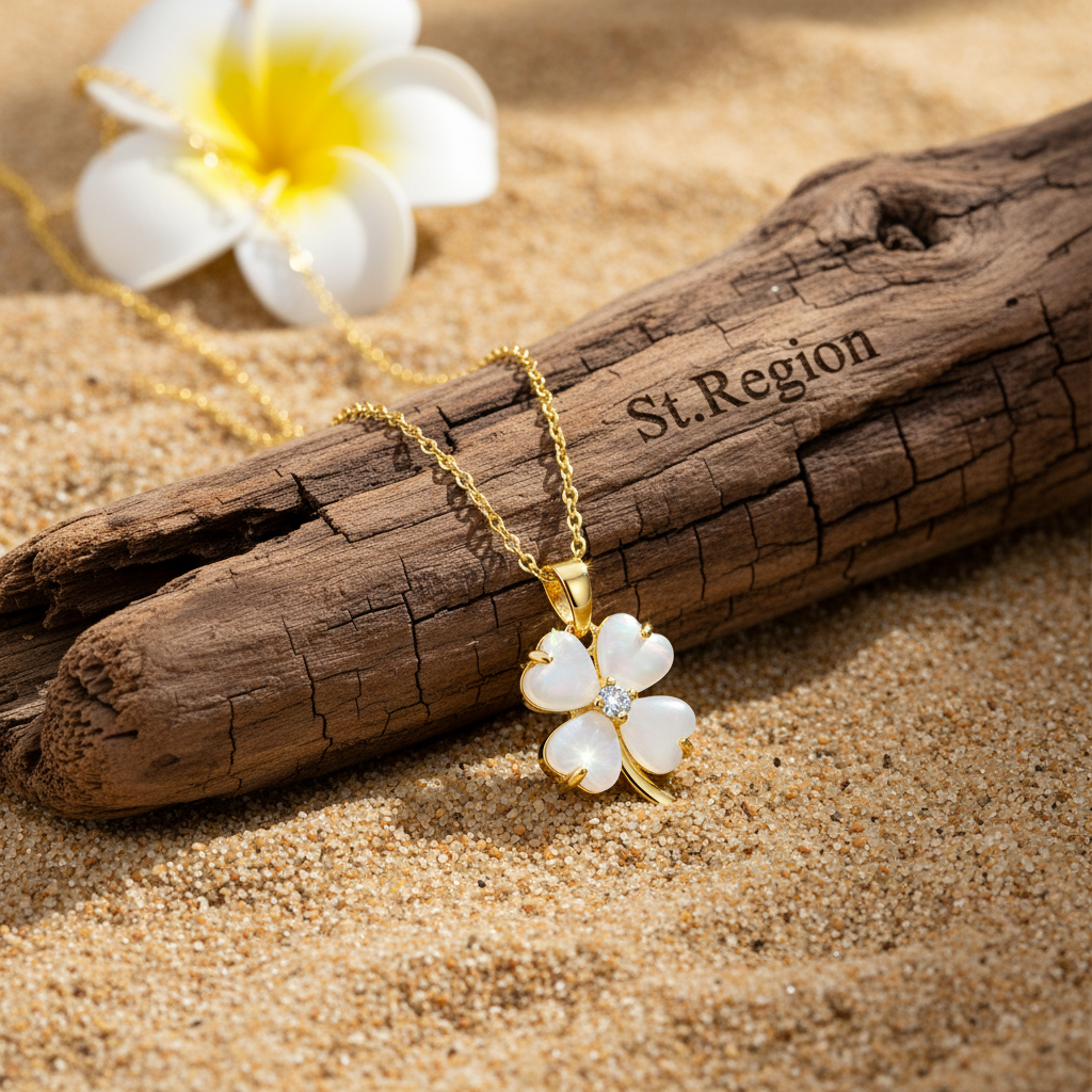 Heart Quartz & Cubic Zirconia Clover Pendant Necklace