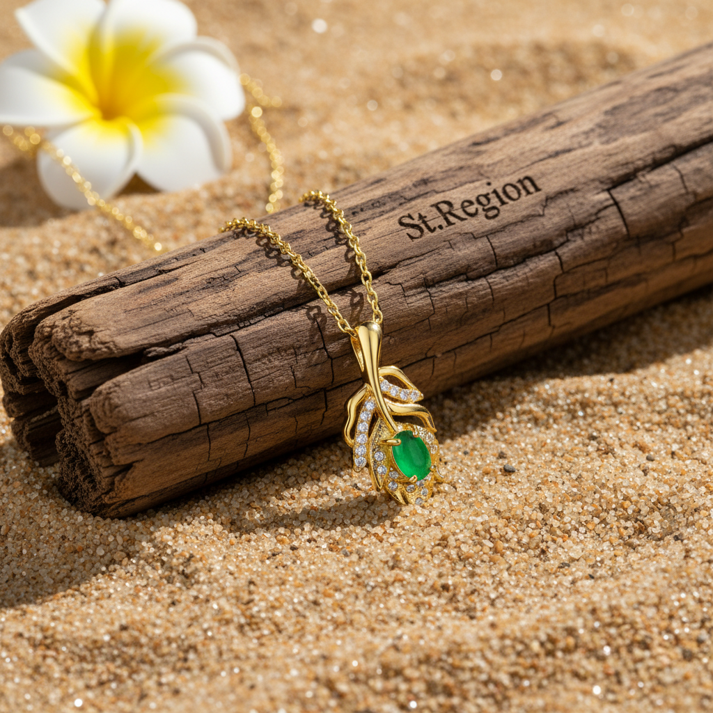Green Jade & Cubic Zirconia Leaf Pendant Necklace