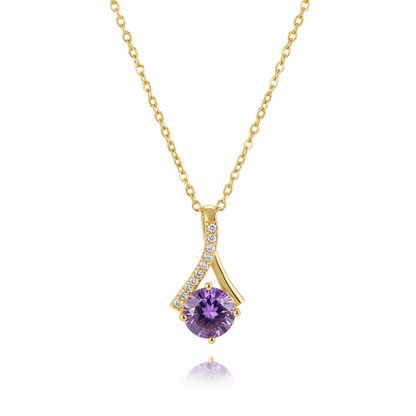 Purple Crystal & Cubic Zirconia Goldtone Pendant Necklace