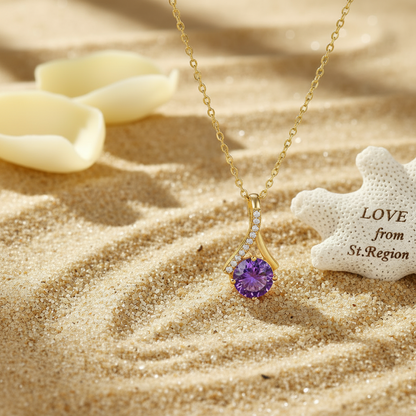 Purple Crystal & Cubic Zirconia Goldtone Pendant Necklace
