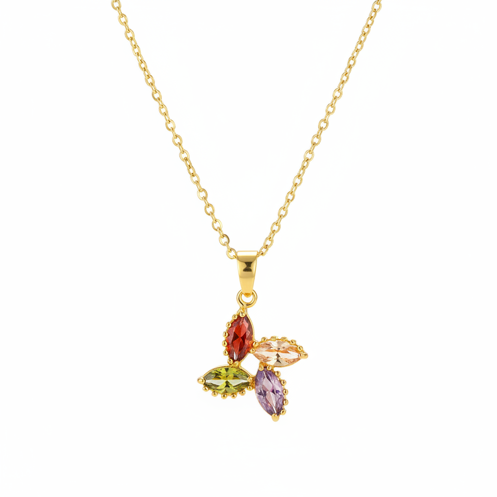 Purple Multicolor Crystal & Goldtone Pendant Necklace
