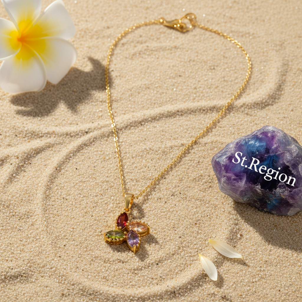 Purple Multicolor Crystal & Goldtone Pendant Necklace