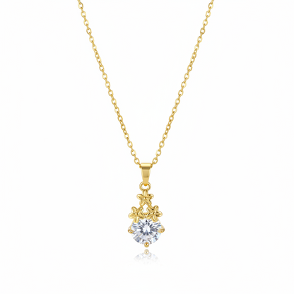 Crystal & Goldtone Flower Cluster Pendant Necklace