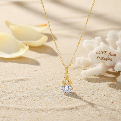 Crystal & Goldtone Flower Cluster Pendant Necklace