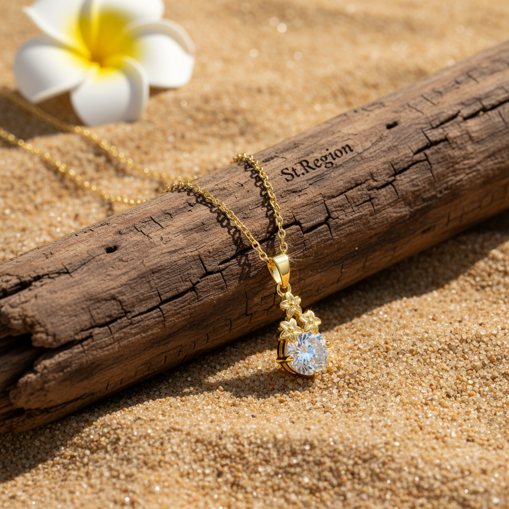 Crystal & Goldtone Flower Cluster Pendant Necklace