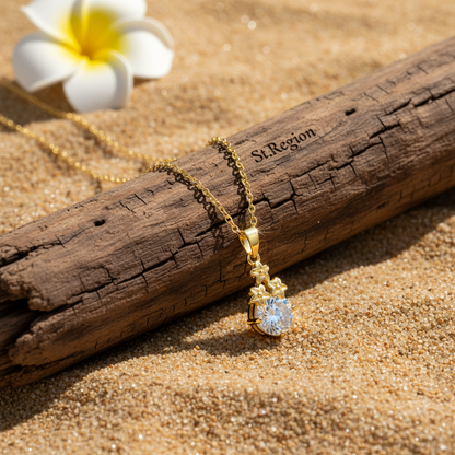 Crystal & Goldtone Flower Cluster Pendant Necklace