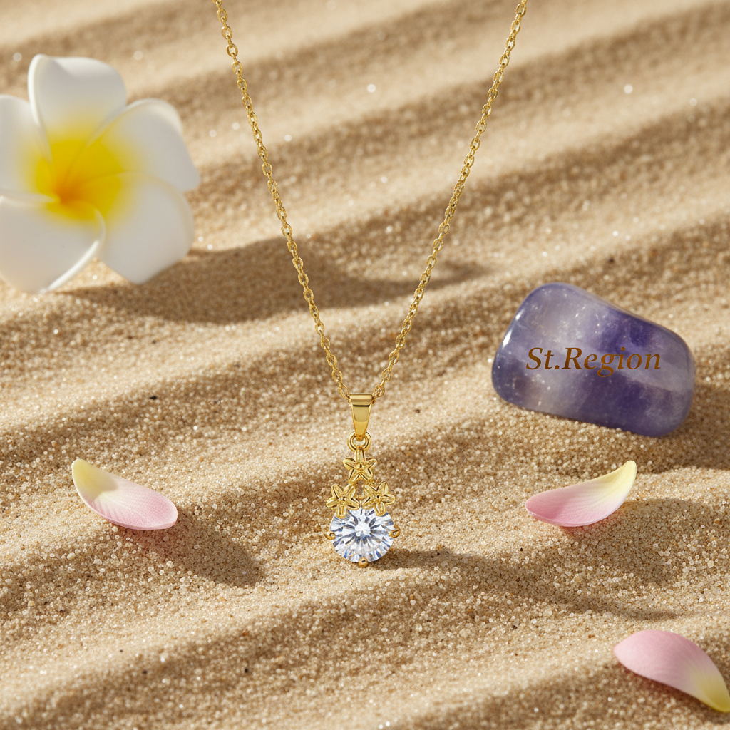 Crystal & Goldtone Flower Cluster Pendant Necklace