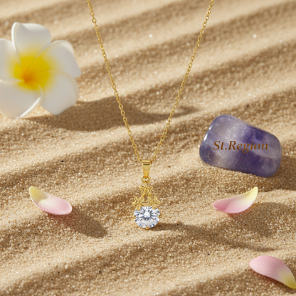 Crystal & Goldtone Flower Cluster Pendant Necklace