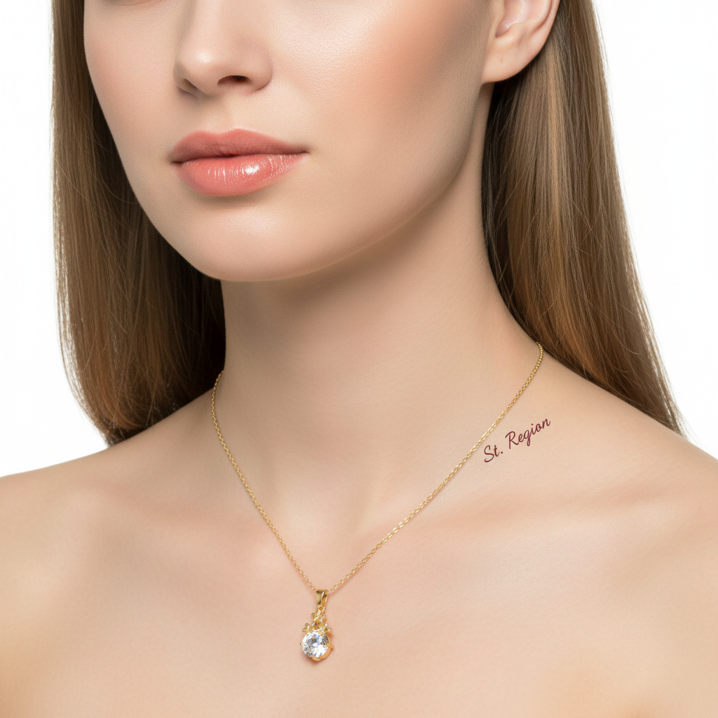 Crystal & Goldtone Flower Cluster Pendant Necklace