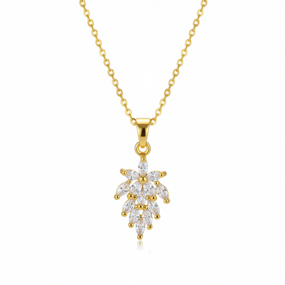 Crystal & Goldtone Botanical Pendant Necklace