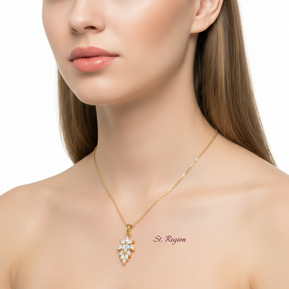 Crystal & Goldtone Botanical Pendant Necklace