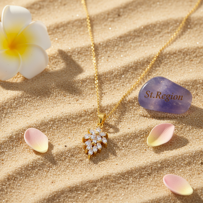 Crystal & Goldtone Botanical Pendant Necklace