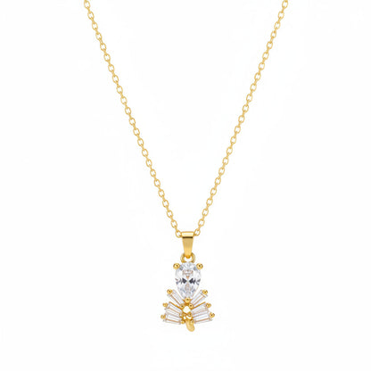 Crystal & Goldtone Branch Pendant Necklace