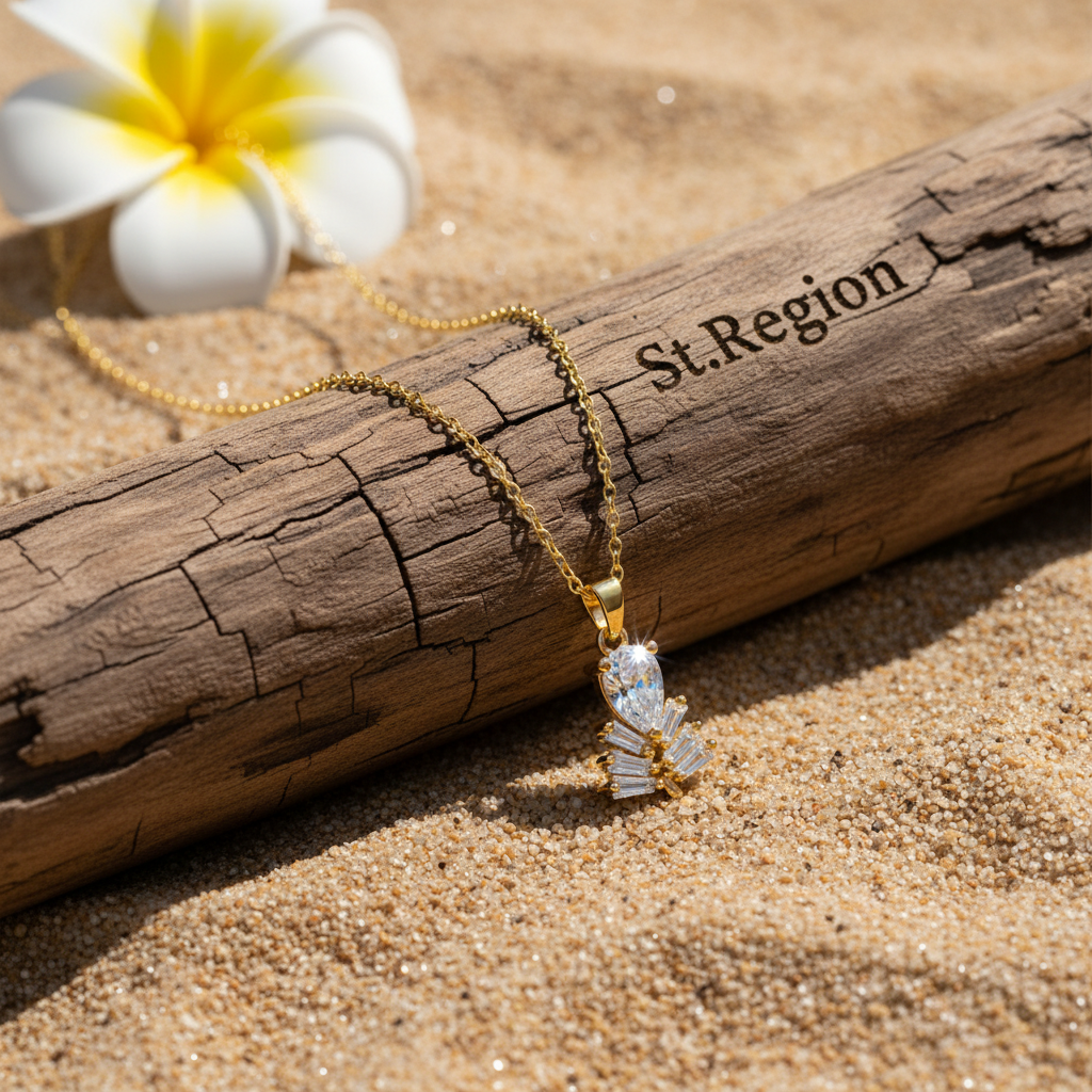 Crystal & Goldtone Branch Pendant Necklace