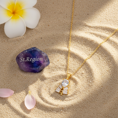 Crystal & Goldtone Branch Pendant Necklace