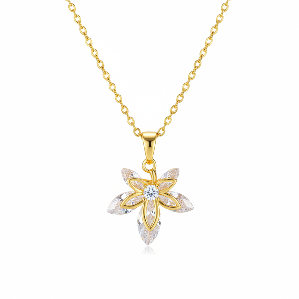 Crystal & Goldtone Leaf Pendant Necklace