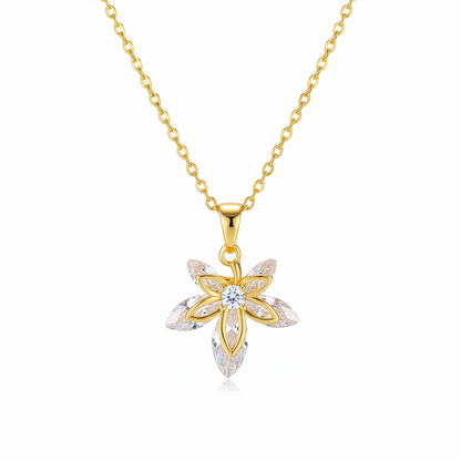 Crystal & Goldtone Leaf Pendant Necklace