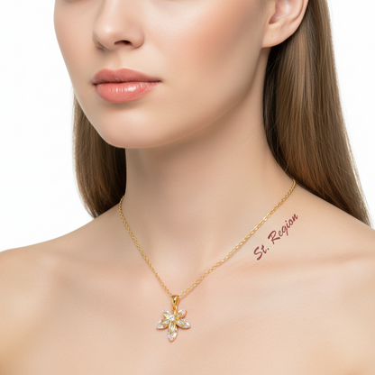 Crystal & Goldtone Leaf Pendant Necklace