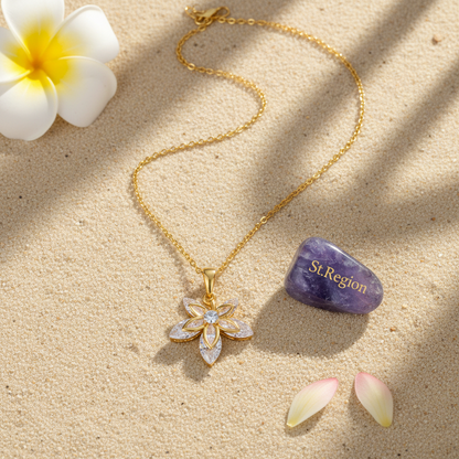 Crystal & Goldtone Leaf Pendant Necklace
