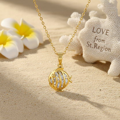 Crystal & Goldtone Fish Pendant Necklace