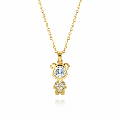 Crystal & Goldtone Bear Pendant Necklace