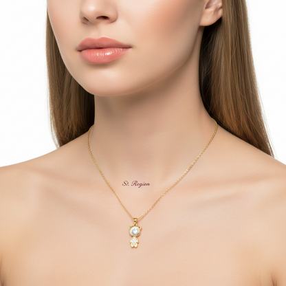 Crystal & Goldtone Bear Pendant Necklace