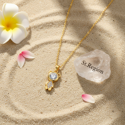 Crystal & Goldtone Bear Pendant Necklace