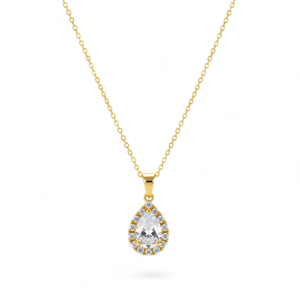 Crystal & Cubic Zirconia Goldtone Teardrop Pendant Necklace