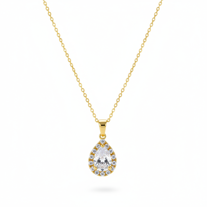 Crystal & Cubic Zirconia Goldtone Teardrop Pendant Necklace