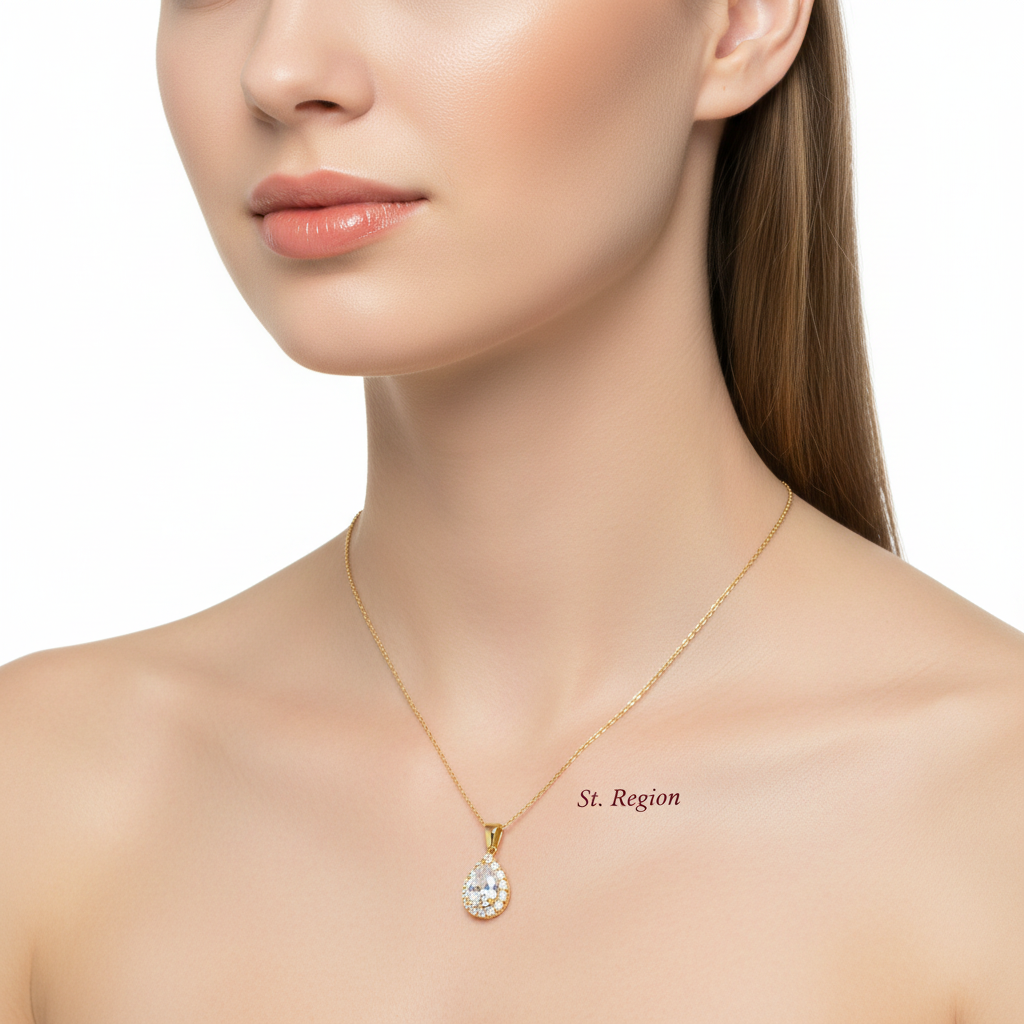 Crystal & Cubic Zirconia Goldtone Teardrop Pendant Necklace
