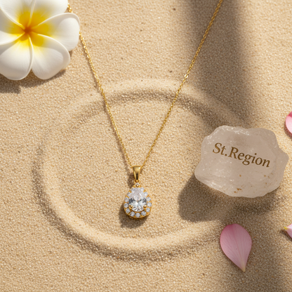 Crystal & Cubic Zirconia Goldtone Teardrop Pendant Necklace
