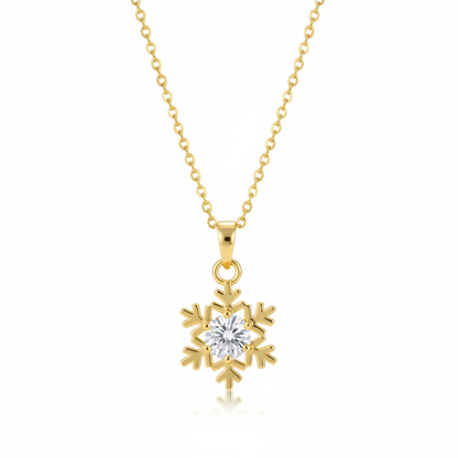 Crystal & Goldtone Snowflake Pendant Necklace