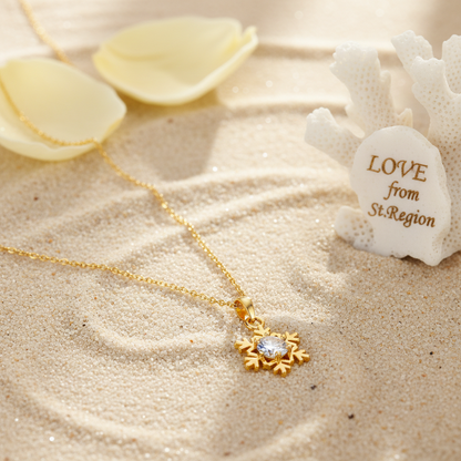Crystal & Goldtone Snowflake Pendant Necklace