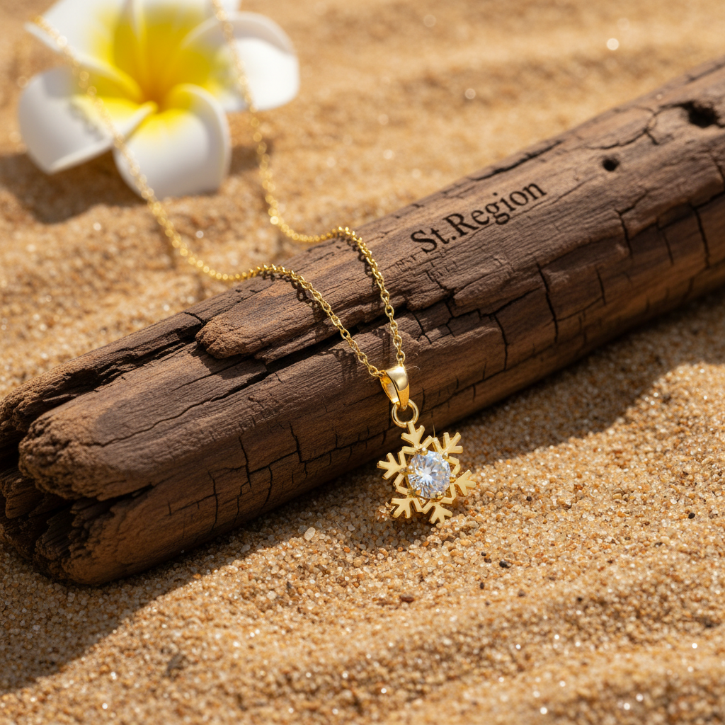 Crystal & Goldtone Snowflake Pendant Necklace