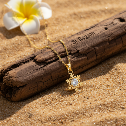 Crystal & Goldtone Snowflake Pendant Necklace