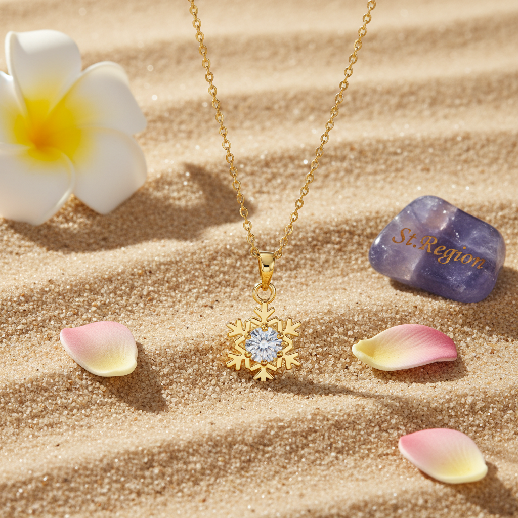 Crystal & Goldtone Snowflake Pendant Necklace