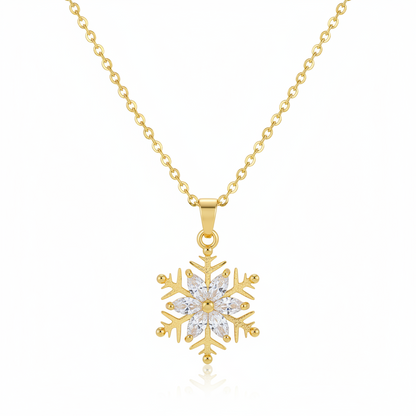 Crystal & Goldtone Snowflake Pendant Necklace
